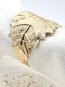 1入組葉子裝飾餐巾環金色鋅合金餐巾扣適用於餐桌 - 金色 - 查看 2