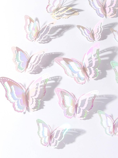 12pcs/Set Colorful Paper Butterfly Sticker, Modern 3D Hollow Out Room Decorating Creative Butterfly Wall Sticker For Home, Romantic Special Design Home Decor, Bedroom Decor, Bathroom Decor, Room Decoration Stuff For Anniversary, Valentine, Cake Decoration, Various Colors And Sizes Are Available, Be Used In Various Scenarios, Stickers, Wall Decal, Vinyl Decal For Home Decorations, Spring Decoration Items Refresh Your Home, Festival Decoration Stickers Gifts Birthday Graduation School Decor School Surprise Dormitory Decor Back To School School Supplies