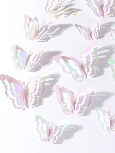 Set de 12 pegatinas de mariposas de papel de colores, moderno diseño 3D calado para decorar la habitación, pegatinas de pared de mariposas creativas para el hogar, decoración romántica especial para el hogar, decoración de dormitorio, decoración de baño, artículos de decoración de la habitación para aniversario, San Valentín, decoración de pasteles, disponibles en varios colores y tamaños, se pueden usar en diversos escenarios, pegatinas, vinilos decorativos para el hogar, artículos de decoración de primavera para refrescar tu hogar, pegatinas de decoración de festivales, regalos, decoración escolar, sorpresa de dormitorio, regreso a la escuela, útiles escolares