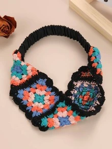 1入組女士花勾織時尚髮帶適用於日常