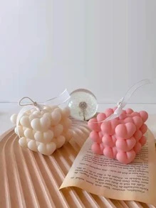 1pc Silicone Candle Mold, Heart Detail Cube Design Candle Mold For Home - White - View 3