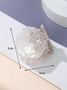 1pc Women Rhinestone Decor Scallop Design Creative Hair Claw For Hair Decoration Party Tiaras - White - View 3