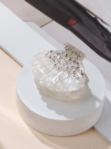 1pc Women Rhinestone Decor Scallop Design Creative Hair Claw For Hair Decoration Party Tiaras - White - View 1