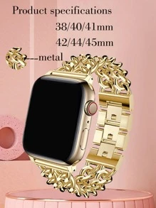 1入組金色不銹鋼和牛仔鏈條連接智能手錶帶,中性,適用於Apple Watch帶38mm40mm41mm42mm44MM45mm49mm,適用於系列Ultra/SE/8/7/6/5/4/3/2/1 - 金色 - 查看 3