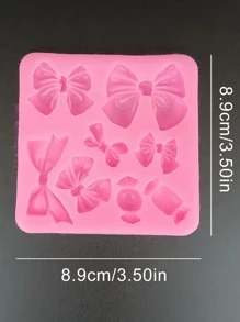 1 pieza Molde de silicona caramelo dulce con diseño de lazo DIY pasta de azúcar para cocina - Rosa - Ver 3