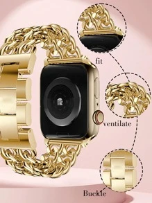 1入組金色不銹鋼和牛仔鏈條連接智能手錶帶,中性,適用於Apple Watch帶38mm40mm41mm42mm44MM45mm49mm,適用於系列Ultra/SE/8/7/6/5/4/3/2/1 - 金色 - 查看 5
