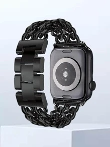 1入組黑色不銹鋼和牛仔鏈條智能手錶帶,中性,適用於Apple Watch帶38mm40mm41mm42mm44MM45mm49mm,適合系列Ultra/SE/8/7/6/5/4/3/2/1 - 黑色 - 查看 1
