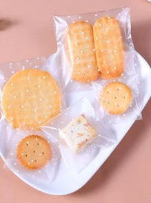 100入組/套塑膠餅乾包裝現代波點圖案包裝袋適用於家庭 - 白色 - 查看 3