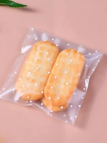 100入組/套塑膠餅乾包裝現代波點圖案包裝袋適用於家庭 - 白色 - 查看 1
