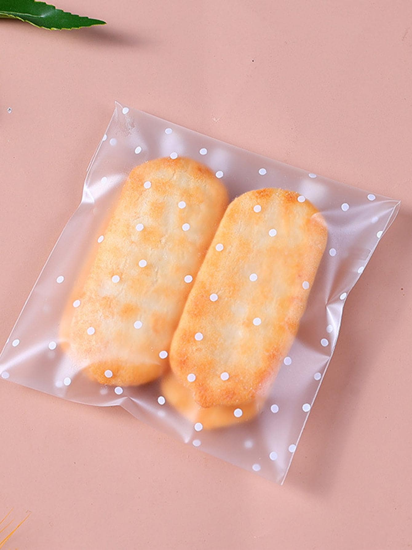 100入組/套塑膠餅乾包裝現代波點圖案包裝袋適用於家庭 - 白色 - 查看 1