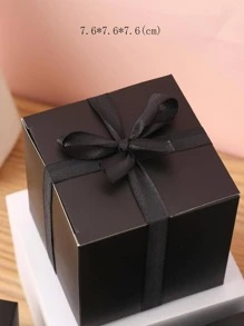 10pcs Bow Decor Gift Box, Simple Black Candy Wrapping Paper Box For Wedding, Party - Black - View 7