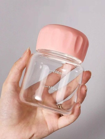 1 件便携式 220 毫升塑料牛奶瓶，可爱透明户外饮水瓶