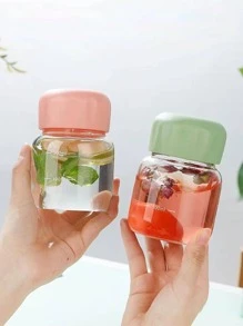 1pc Portable 220ml Plastic Milk Bottle, Cute Clear Drinking Bottle For Outdoor - Pink - View 5