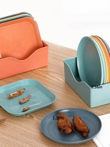 1 pieza Caja de almacenamiento & 6 piezas alimento nórdico de color al azar Plato & almacenamiento Soporte para cocina - Verde - Ver 2