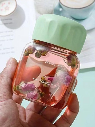 1pc Portable 220ml Plastic Milk Bottle, Cute Clear Drinking Bottle For Outdoor