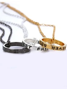 3 Stücke/Set Halskette mit Modisch Zinklegierung, Buchstabe Detail, Ring Anhänger, Für Frauen für Freund Geschenk