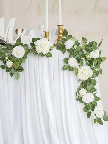 1入組織物人造花藤現代人造花花環婚禮家居裝飾 - 白色 - 查看 2