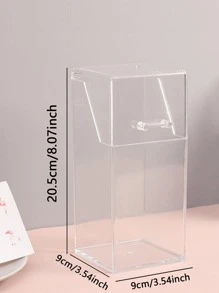1pc Plastic Makeup Brush Storage Box, Minimalist Clear Multifunction Makeup Brush Storage Holder For Home,For Holiday Beach, Bathroom Collection, Bedroom Collection, Large Capacity - Clear - View 3