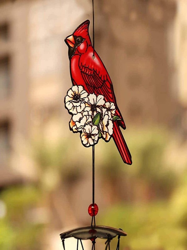 Red Bird Wind Chime,Red Bird Wind Chimes Outdoor Decorations, Wind