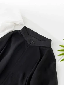 1入組女士素色防曬休閒披肩適合夏天 - 黑色 - 查看 3