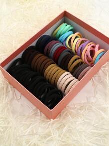 84入組女士素色休閒髮圈適用於日常 - 彩色 - 查看 1