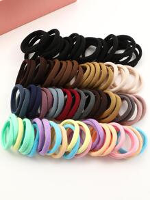 84入組女士素色休閒髮圈適用於日常 - 彩色 - 查看 5