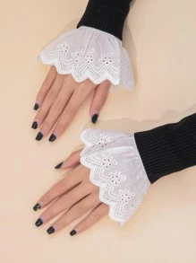 1 Nữ Thêu Hoa Sò Viền Thời Trang Giả Còng Trang Trí Quần Áo - trắng - Xem 3