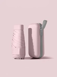 1 chiếc ô chắc chắn có hộp lưu trữ, ô du lịch có thể gập lại di động đơn giản cho ngoài trời - Hồng - Xem 1