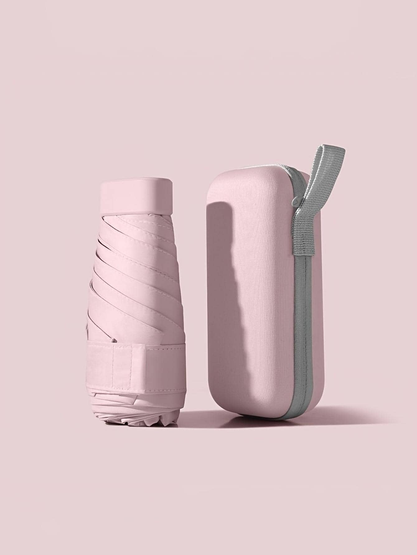 1 chiếc ô chắc chắn có hộp lưu trữ, ô du lịch có thể gập lại di động đơn giản cho ngoài trời - Hồng - Xem 1