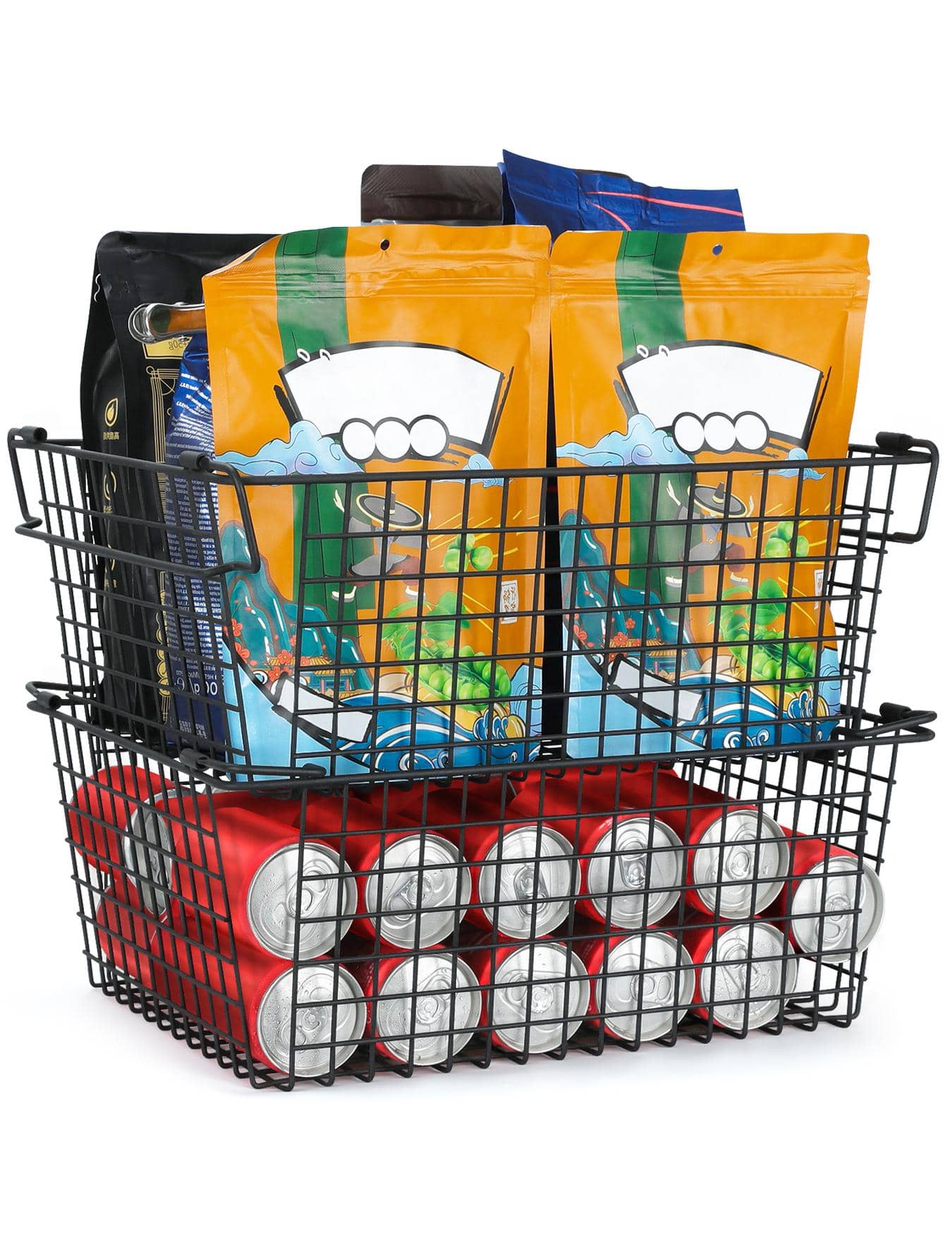 Freezer Organizer Bins, Stackable Freezer Baskets for Chest Freezer Pantry Organization and Storage Baskets-Black - 黑色 - 查看 1