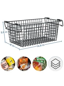 Freezer Organizer Bins, Stackable Freezer Baskets for Chest Freezer Pantry Organization and Storage Baskets-Black - 黑色 - 查看 6