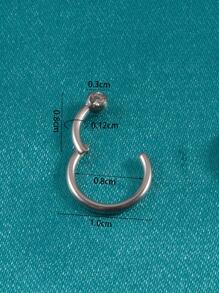 1入組前衛不銹鋼水鑽裝飾穿孔適合女士日常裝飾 - 銀色 - 查看 3