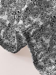 1入組豹紋圖案床笠臥室現代豹紋防塵床上用品床笠 - 黑與白 - 查看 5