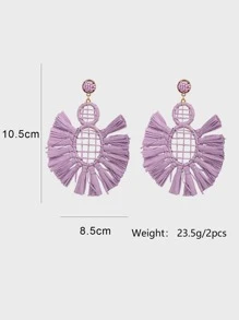 1 Đôi Boho Hợp Kim Kẽm Tua Rua Trang Trí Tròn Bông Tai Giọt Dành Cho Nữ Cho Kỳ Nghỉ - Màu tím - Xem 2