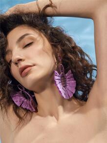 1 Đôi Boho Hợp Kim Kẽm Tua Rua Trang Trí Tròn Bông Tai Giọt Dành Cho Nữ Cho Kỳ Nghỉ - Màu tím - Xem 4