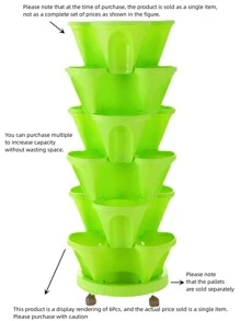 1pc Plain Flower Pot - Green - View 3