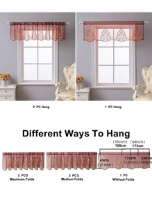 1入組復古花卉圖案紅色窗幔現代滌綸家居窗簾帷幔 - 紅色 - 查看 8