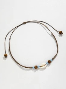 1pc Fashion Shell Decor String Necklace For Women For Daily Decoration - Brown - View 5