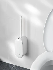 1 pieza Cepillo de baño inodoro limpieza con mango largo ABS blanco para cuarto de baño - Blanco - Ver 2