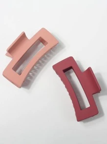 2pcs Rectangle Hair Claw - Multicolor - View 2