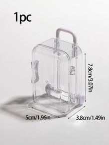 1pc Transparent White Suitcase Shaped Jewelry Box, Cute Plastic Jewelry Storage Box For Household - White - View 5