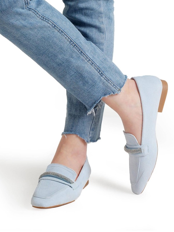 Samilor Loafers for Women Silverip on Flats for Women with Mini Square