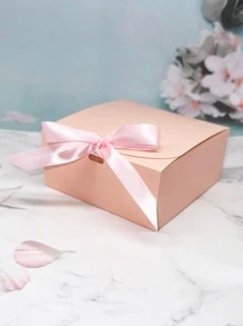 2 Gói Hộp Quà Tặng Trang Trí Nơ Hồng Đơn Giản, Hộp Di Động Bằng Giấy - Hồng - Xem 1