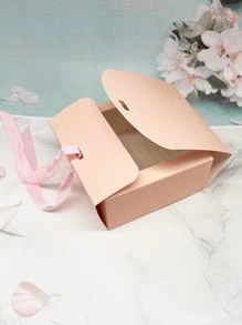 2 Gói Hộp Quà Tặng Trang Trí Nơ Hồng Đơn Giản, Hộp Di Động Bằng Giấy - Hồng - Xem 2
