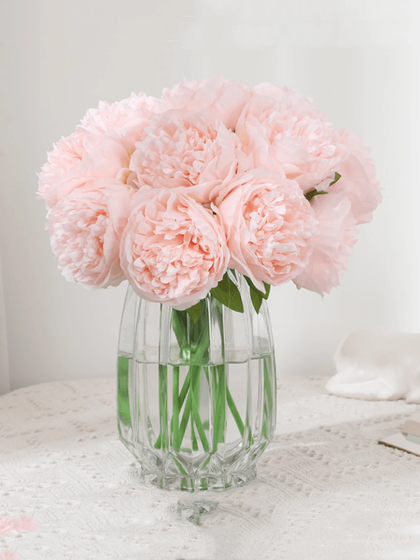 1 Bouquet 5 Heads Artificial Peony Big Silk Flower Leaf Home Garden Office Wedding Party Fake Flowers Festival Bar Decoration For Wedding Decoration, Valentine'S Day Decor, Birthday Decor, Anniversary Decor, Holiday Decor, Graduation Decoration, Party Decor Supplies, Holiday Gifts - 淺粉色 - 查看 1