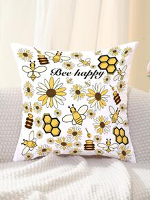 蜜蜂和印花靠墊套不附帶墊芯 - 彩色 - 查看 1