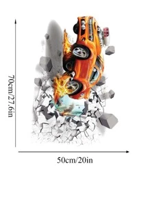 1 件自粘式可移除 3D 立体汽车、篮球、恐龙墙贴套装