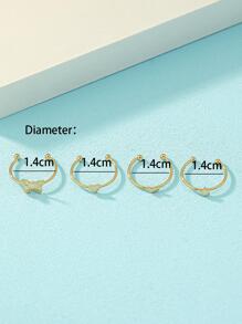 4pcs/Set Iron Butterfly & Star & Moon & Heart Decor Foot Ring For Women For Daily Decoration Valentines,Mom,Mother,Mother's Day,Gift - Yellow Gold - View 4