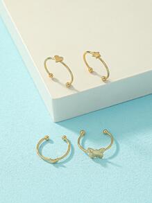 4pcs/Set Iron Butterfly & Star & Moon & Heart Decor Foot Ring For Women For Daily Decoration Valentines,Mom,Mother,Mother's Day,Gift - Yellow Gold - View 2