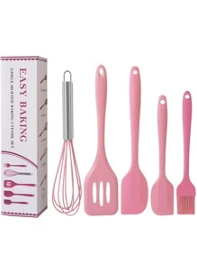 5pcs Silicone Cooking Utensil Set, Minimalist Pink Kitchen Gadget Tool Set For Kitchen - Pink - View 10